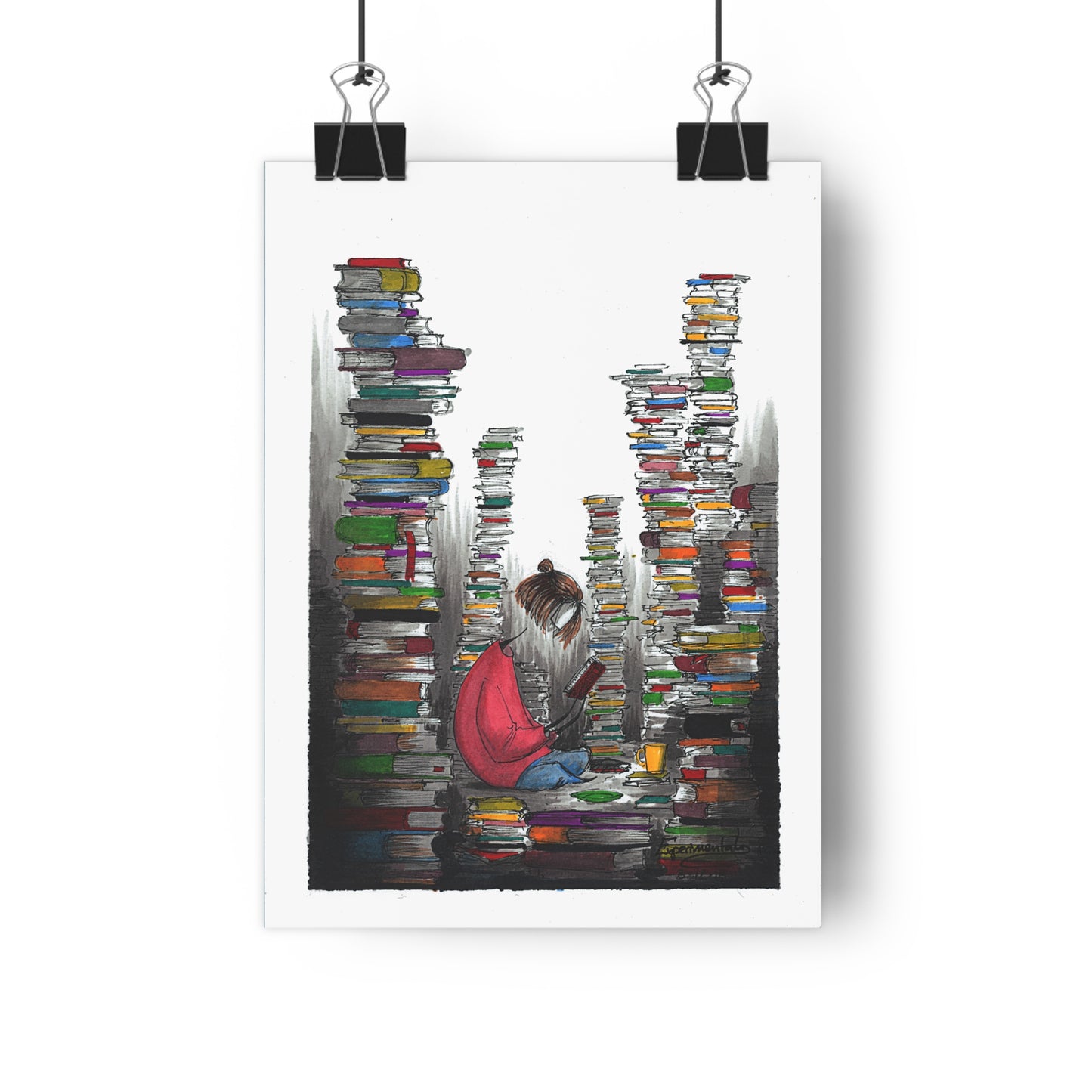 City of Books - Giclée Art Print - Book Lover's Wall Decor